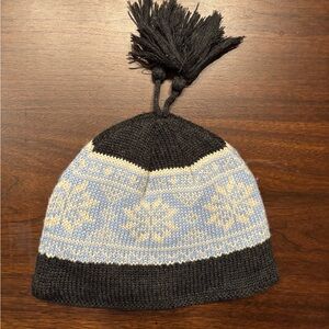 Kids Black and Blue Knit Beanie